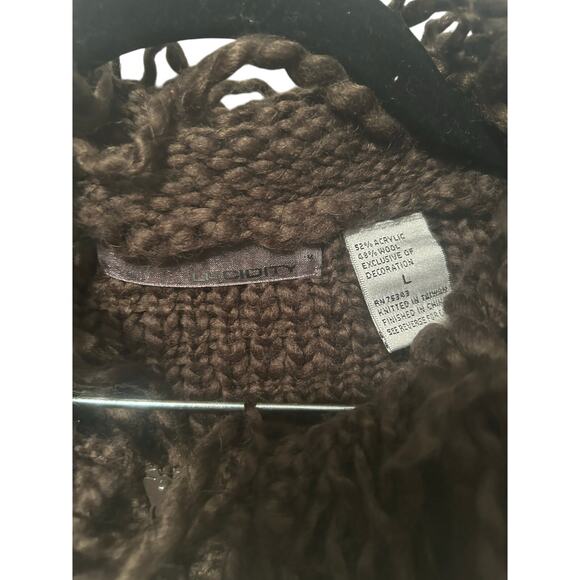 Lucidity Green Wool Blend Fringe Knit Zip Up Jacket Large - Picture 3 of 4